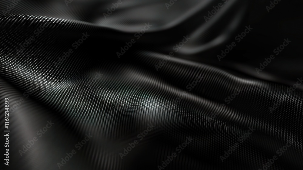 Poster black fabric draped texture: a close-up abstract view of a black fabric with a subtle sheen. the mat