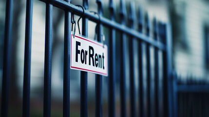 For rent sign displayed on a residential building, symbolizing opportunities for new beginnings and the dynamic nature of urban living.