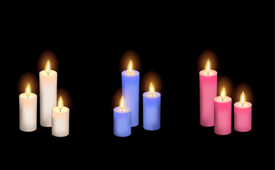 長さがの違うカラフルなロウソクのイラスト