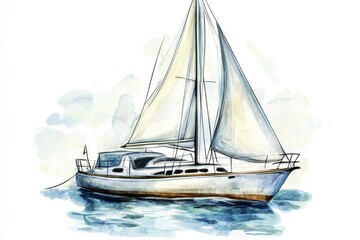 Fototapeta premium A sailboat sailing on the open ocean, great for nautical or travel scenes