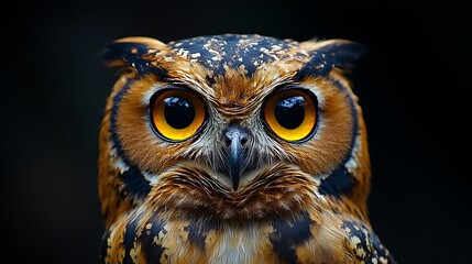 Fototapeta premium Majestic Owl Portrait Bright Yellow Eyes