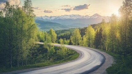 Fototapeta premium Scenic Mountain Road at Sunset