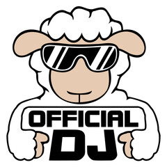 Sheep Official Dj Sunglasses Party Lamb Music Cool Design Lover Art Vector Illustration Card T-Shirt Poster Sticker Graphic Print Decorative Drawing Isolated Logo Decoration Symbol Creative Cool Style