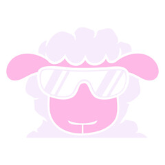Naklejka premium Sheep Sunglasses Party Cool Dj Head Face Cute Fun Design Lover Art Vector Illustration Card T-Shirt Poster Sticker Graphic Print Decorative Drawing Isolated Logo Decoration Symbol Creative Cool Style 