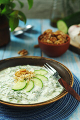 A traditional dish of Bulgarian cuisine - Snezhanka salad	