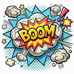 Fototapeta premium Cartoon comic sign burst cloud. Speech bubble, boom sign expression and on a white background