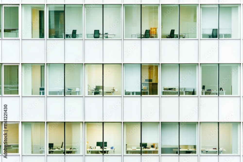 Poster a large office building with many windows, suitable for use in architecture or business contexts