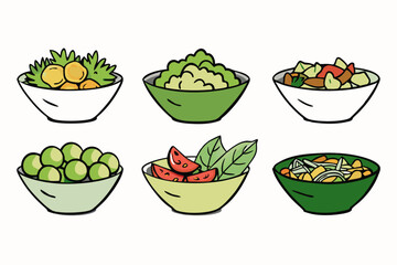 Healthy Food Illustration with Mixed Salads