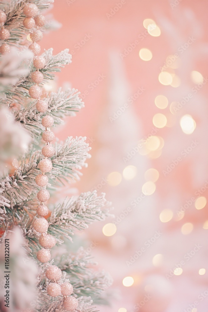 Poster a close-up view of a decorated christmas tree with twinkling lights