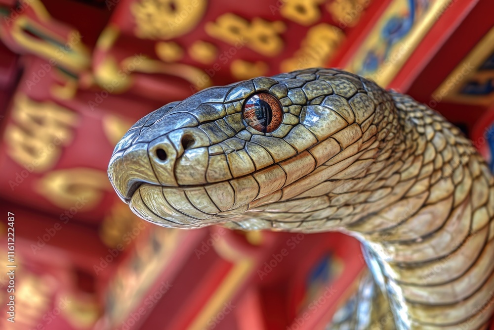 Aufkleber a detailed view of a serpent's head, perfect for use in illustrations or designs where a snake featu
