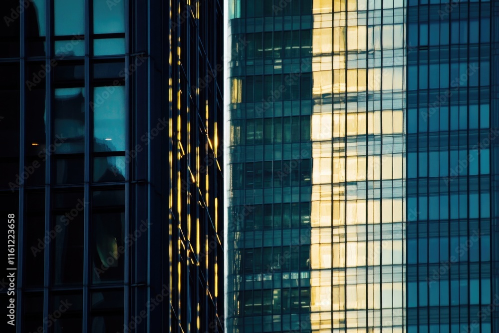 Poster cityscape image featuring a tall building with a prominent clock tower