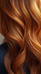 Fototapeta premium Luxurious Wavy Auburn Hair Texture Background