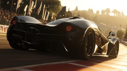 Red sports car racing at high speed on a drag strip, showcasing the thrill of competition and the pursuit of performance excellence