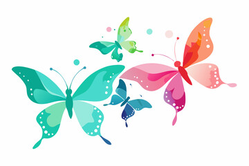Vibrant Colorful Butterflies Watercolor Design Nature Spring Art