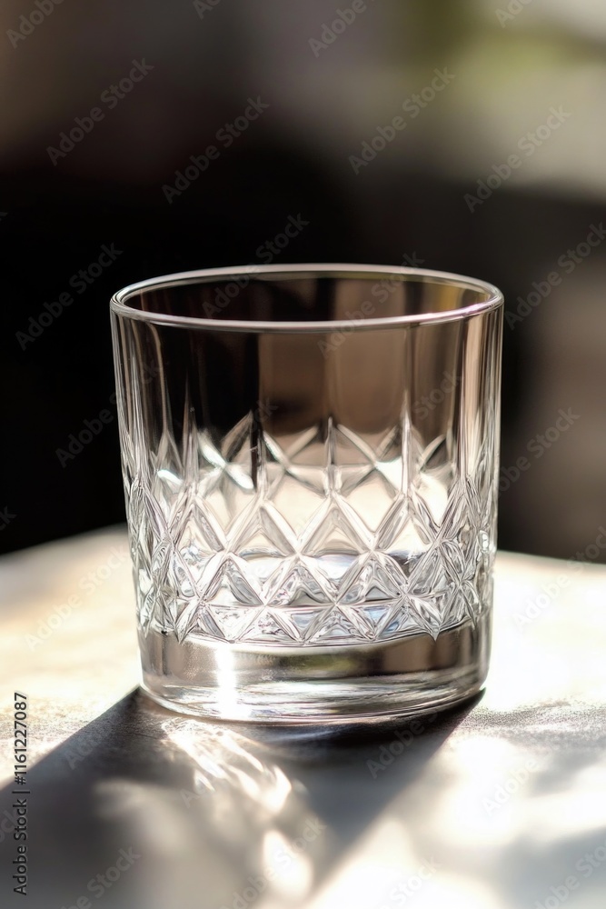 Aufkleber a close-up of a glass on a table with a smooth surface and subtle lighting