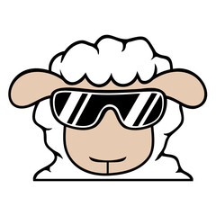 Sheep Sunglasses Party Cool Dj Head Face Cute Fun Design Lover Art Vector Illustration Card T-Shirt Poster Sticker Graphic Print Decorative Drawing Isolated Logo Decoration Symbol Creative Cool Style
