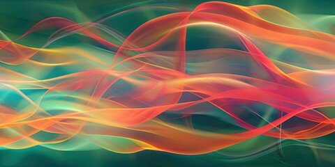 Vibrant abstract multicolor wave pattern on green background