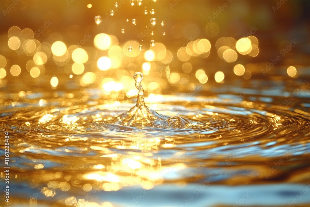 Poster close-up of a single water drop floating on the surface of a body of water