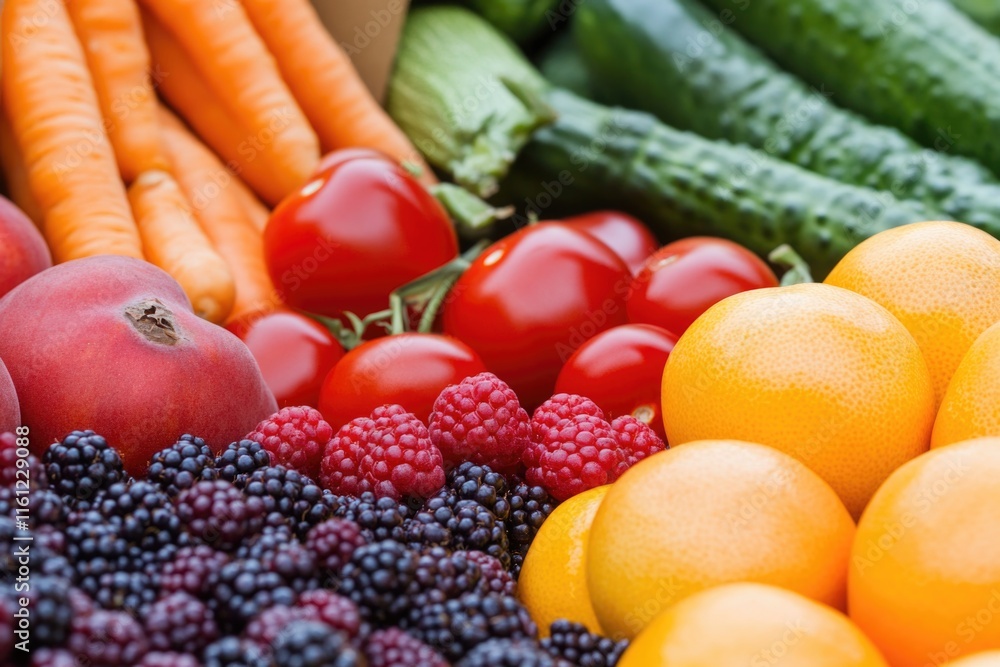 Aufkleber A colorful array of fruits and vegetables displayed in a market setting