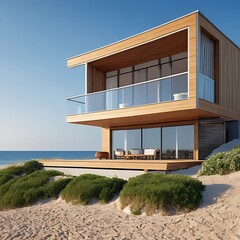 building on a beach near the sea