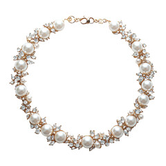 Fototapeta premium Elegant Pearl and Crystal Necklace: A Stunning Piece of Jewelry