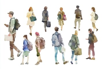 Fototapeta premium A group of people walking together on a city street