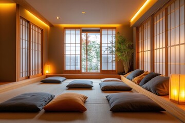 Minimalist japandi style interior design in a modern living space tokyo japan photography cozy environment natural light concept