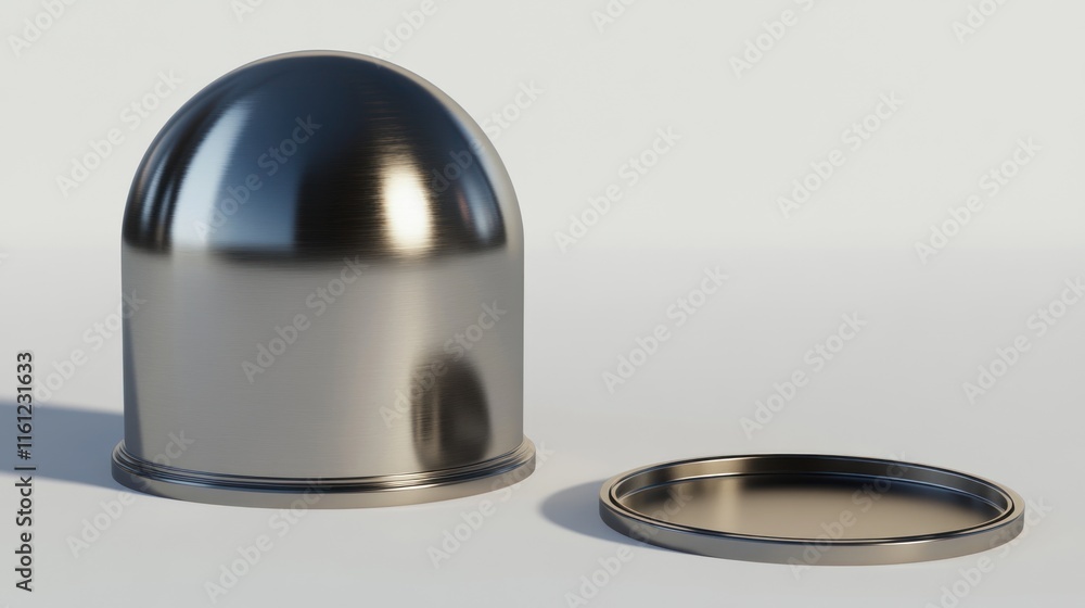 Aufkleber metallic dome container with circular lid simple design