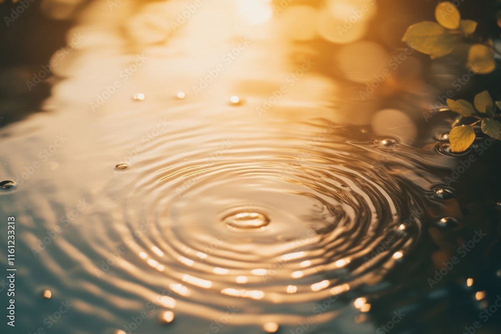Poster a close-up shot of water ripples on the surface, suitable for use in various contexts such as nature