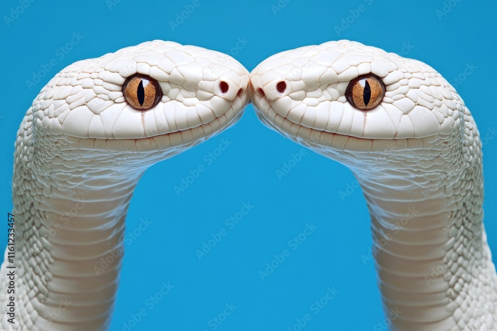 Poster a close-up view of two snakes gazing at each other, showcasing their intense stare