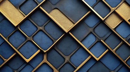Abstract Blue and Gold Geometric Pattern Design