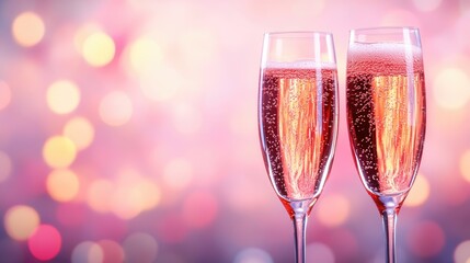 Elegant Valentine’s Day Background with Champagne and Hearts