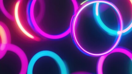 Close-up shot of a bunch of neon rings