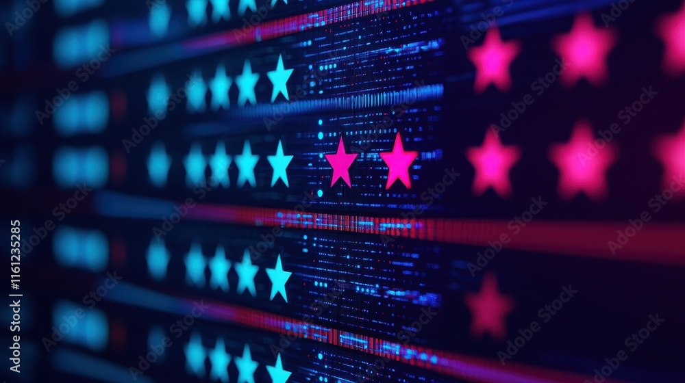 Aufkleber abstract digital background with colorful stars and glowing patterns, illustrating modern technology