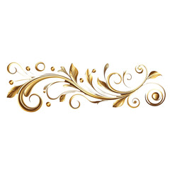 Golden Floral Ornament: Elegant Swirls and Leaves