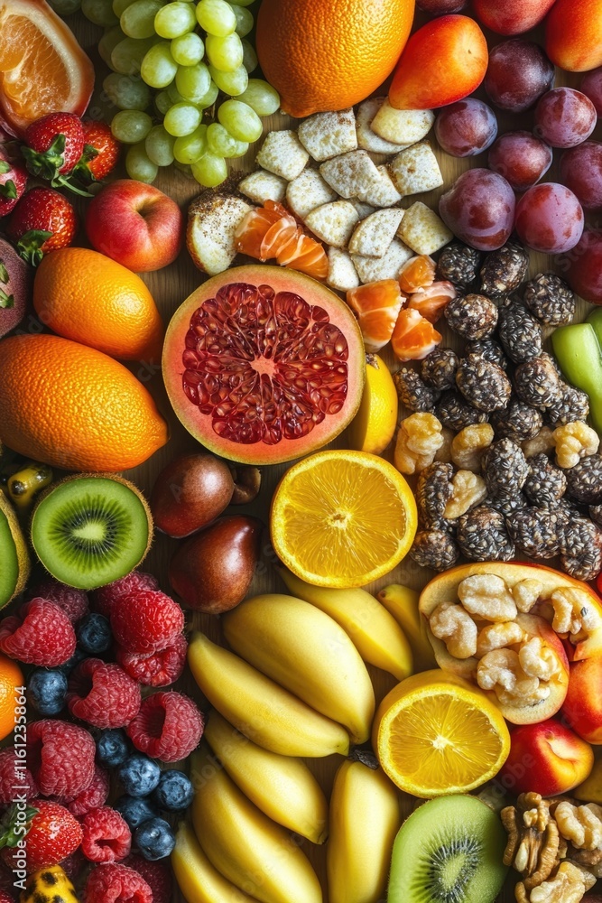 Poster Close-up of colorful fruits and vegetables on display