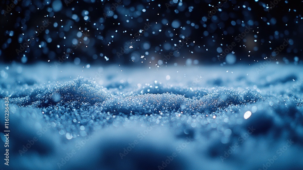 Poster A close-up shot of a snowy ground with detailed texture and patterns