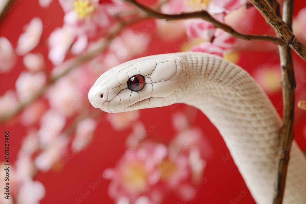 Poster a close-up view of a snake curled around a branch