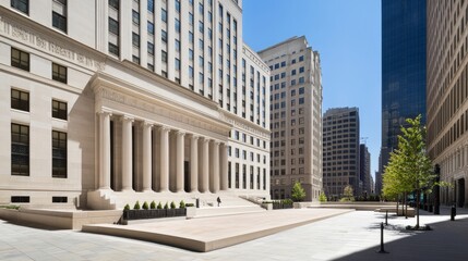 Fototapeta premium Federal Reserve building facade showcasing the architectural grandeur and historical significance of a key financial institution, embodying stability and economic stewardship