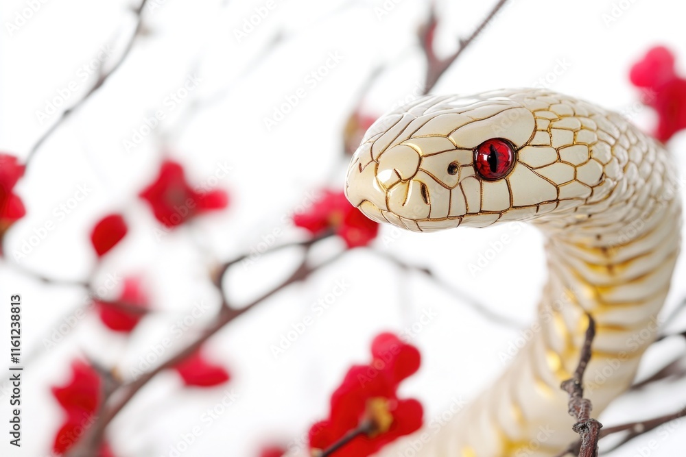 Aufkleber A close-up view of a snake resting on a tree branch