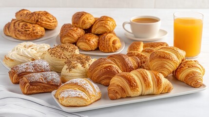 Fototapeta premium A Delicious Assortment of Freshly Baked Croissants and Pastries