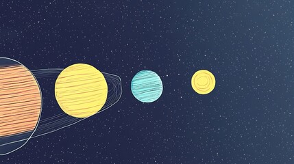 Naklejka premium Cosmic Planets: Stylized Digital Illustration of a Vibrant Solar System. AI Generated