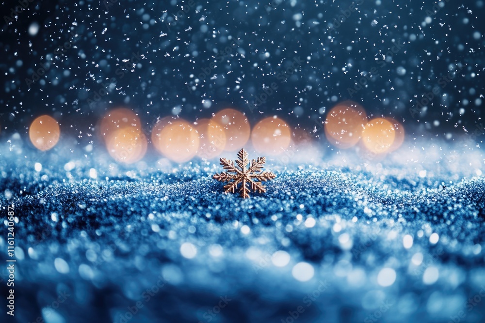 Poster a single snowflake sits atop a snowy surface, with no other distractions