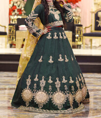 Stunning Green Bridal Gown with Detailed Embellishments
