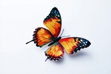 Fototapeta premium A detailed view of a butterfly's body and wings on a plain white background