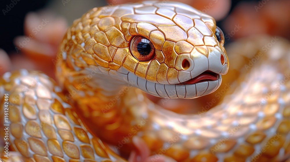 Poster a close-up view of a snake's head with its mouth open, perfect for highlighting details or represent