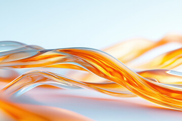 Abstract orange and white flowing waves in serene composition isolated design on white background