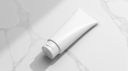 Minimalist white tube on marble background, perfect for showcasing skincare, cosmetic, or personal care products with a clean, elegant aesthetic