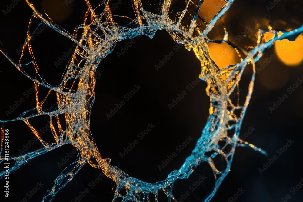 Aufkleber A close-up view of a broken glass with a blurred background