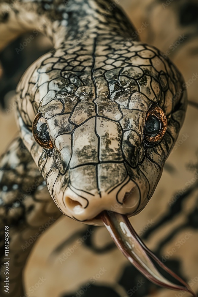 Poster A close-up view of a snake's head with its mouth open, suitable for use in educational or scientific contexts